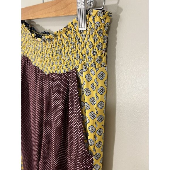 Aerie Polka Dot Crown Patchwork Colorblock Boho Wide Leg Lounge Pants Size M - Picture 6 of 8